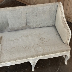 18th Century Swedish Rococo Bench in Hand-Scraped Painted Finish