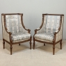 Pair 19th Century French Louis XVI Walnut Bergères ~ Armchairs