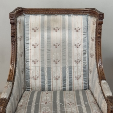 Pair 19th Century French Louis XVI Walnut Bergères ~ Armchairs