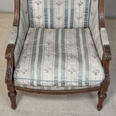 Pair 19th Century French Louis XVI Walnut Bergères ~ Armchairs