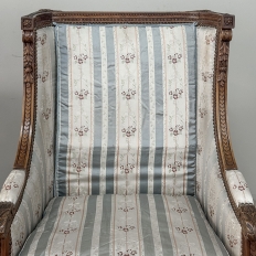Pair 19th Century French Louis XVI Walnut Bergères ~ Armchairs