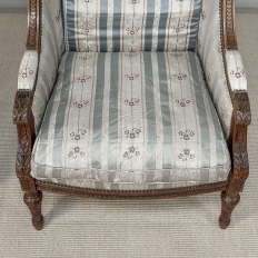 Pair 19th Century French Louis XVI Walnut Bergères ~ Armchairs