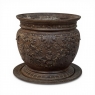 19th Century French Cast Iron Cache Pot with Saucer