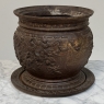 19th Century French Cast Iron Cache Pot with Saucer