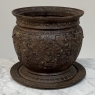 19th Century French Cast Iron Cache Pot with Saucer