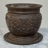 19th Century French Cast Iron Cache Pot with Saucer