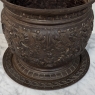 19th Century French Cast Iron Cache Pot with Saucer