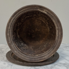 19th Century French Cast Iron Cache Pot with Saucer