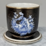 19th Century Hand-Painted Porcelain Cache Pot with Saucer