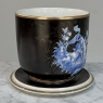 19th Century Hand-Painted Porcelain Cache Pot with Saucer