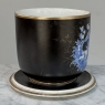 19th Century Hand-Painted Porcelain Cache Pot with Saucer