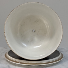 19th Century Hand-Painted Porcelain Cache Pot with Saucer