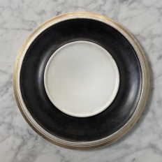 19th Century Hand-Painted Porcelain Cache Pot with Saucer