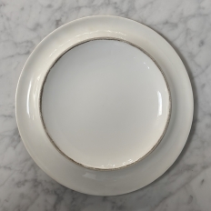 19th Century Hand-Painted Porcelain Cache Pot with Saucer