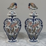 Pair 18th Century Delft Ceramic Lidded Vases