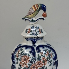 Pair 18th Century Delft Ceramic Lidded Vases