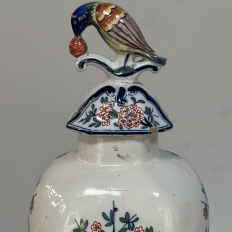 Pair 18th Century Delft Ceramic Lidded Vases