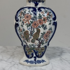 Pair 18th Century Delft Ceramic Lidded Vases