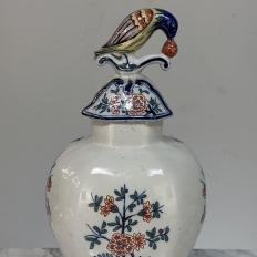 Pair 18th Century Delft Ceramic Lidded Vases