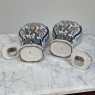 Pair 18th Century Delft Ceramic Lidded Vases