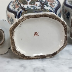 Pair 18th Century Delft Ceramic Lidded Vases