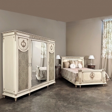 Antique Italian Neoclassical Painted Triple Armoire