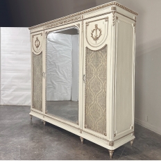 Antique Italian Neoclassical Painted Triple Armoire