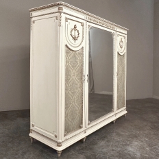 Antique Italian Neoclassical Painted Triple Armoire