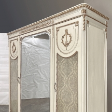 Antique Italian Neoclassical Painted Triple Armoire