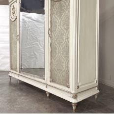 Antique Italian Neoclassical Painted Triple Armoire
