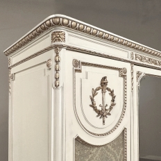 Antique Italian Neoclassical Painted Triple Armoire