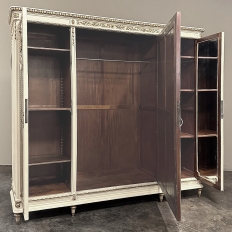 Antique Italian Neoclassical Painted Triple Armoire
