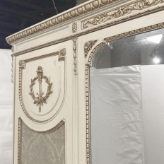 Antique Italian Neoclassical Painted Triple Armoire