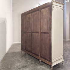 Antique Italian Neoclassical Painted Triple Armoire