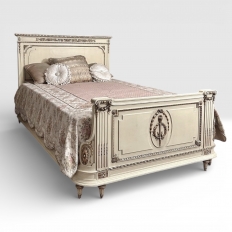 Antique Italian Neoclassical Painted QUEEN Bed