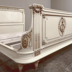 Antique Italian Neoclassical Painted QUEEN Bed