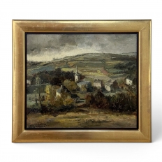 Framed Oil Painting on Canvas by Guy Cambier (1923&ndash;2008), Dated 1946, 'Village Landscape'