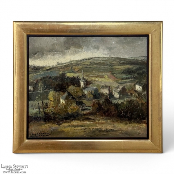 Framed Oil Painting on Canvas by Guy Cambier (1923&ndash;2008), Dated 1946, 'Village Landscape'