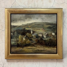 Framed Oil Painting on Canvas by Guy Cambier (1923–2008), Dated 1946, 'Village Landscape'