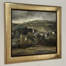 Framed Oil Painting on Canvas by Guy Cambier (1923–2008), Dated 1946, 'Village Landscape'