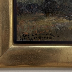 Framed Oil Painting on Canvas by Guy Cambier (1923–2008), Dated 1946, 'Village Landscape'