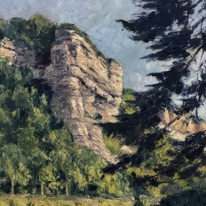 Framed Oil Painting on Canvas by Eugène Collignon (1876–1961) 'Banks of the Meuse River'