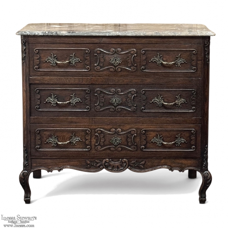 Antique Liégeoise Louis XIV Marble Top Commode