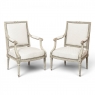 Pair of French 19th Century Louis XVI Painted Armchairs ~ Fauteuils