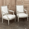 Pair of French 19th Century Louis XVI Painted Armchairs ~ Fauteuils