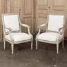 Pair of French 19th Century Louis XVI Painted Armchairs ~ Fauteuils