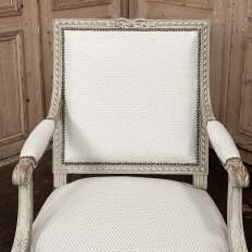 Pair of French 19th Century Louis XVI Painted Armchairs ~ Fauteuils