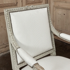 Pair of French 19th Century Louis XVI Painted Armchairs ~ Fauteuils