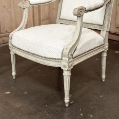 Pair of French 19th Century Louis XVI Painted Armchairs ~ Fauteuils
