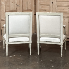Pair of French 19th Century Louis XVI Painted Armchairs ~ Fauteuils